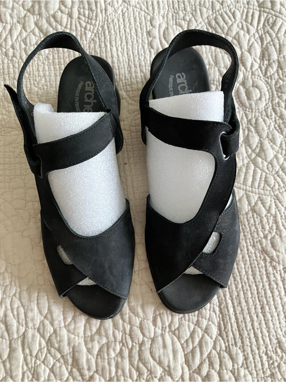 Arche Black Suede Open-Toe Slingback Sandals